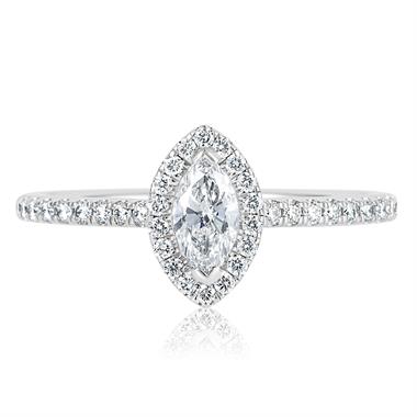 Platinum Marquise Cut Diamond Halo Engagement Ring 0.60ct thumbnail