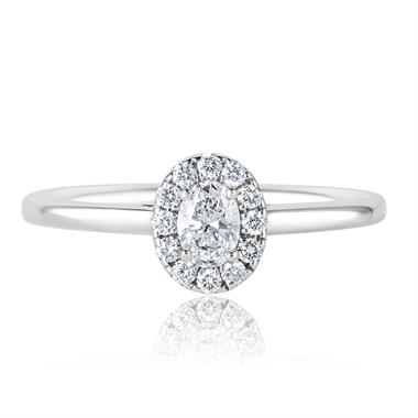 Platinum Oval Diamond Halo Engagement Ring 0.35ct thumbnail
