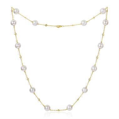 18ct Yellow Gold Akoya Pearl and Diamond Necklace thumbnail