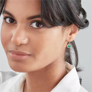Nova 18ct Yellow Gold Half Moon Malachite Drop Earrings thumbnail