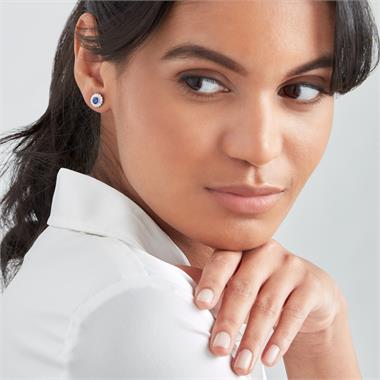 18ct White Gold Sapphire and Diamond Cluster Stud Earrings thumbnail