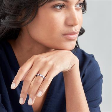 Platinum Sapphire and Diamond Half Eternity Ring thumbnail