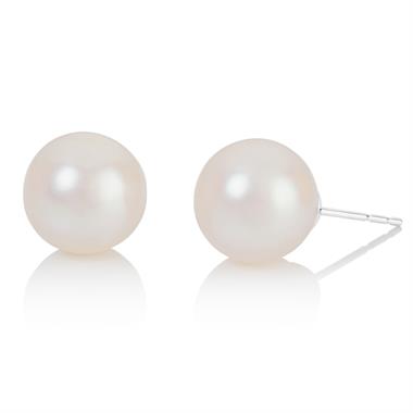 18ct White Gold Freshwater Pearl Stud Earrings 9mm thumbnail