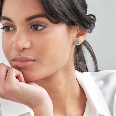 Nova 18ct Yellow Gold Round Malachite Stud Earrings thumbnail
