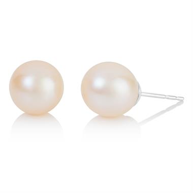 18ct White Gold Freshwater Pearl Stud Earrings 8mm thumbnail