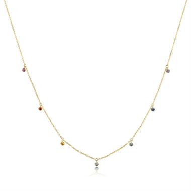 Samba 18ct Yellow Gold Rainbow Sapphire Station Necklace thumbnail