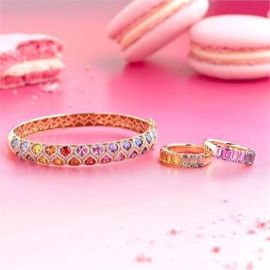 Samba 18ct Rose Gold Rainbow Sapphire and Diamond Bangle thumbnail