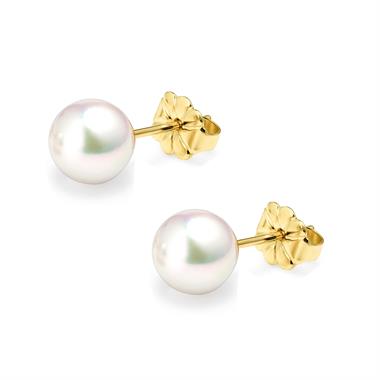 18ct Yellow Gold Akoya AAA Grade Pearl Stud Earrings 7.0mm thumbnail