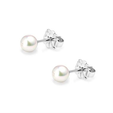 18ct White Gold Akoya AAA Grade Pearl Stud Earrings 5.0mm thumbnail