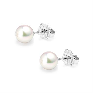 18ct White Gold Akoya AAA Grade Pearl Stud Earrings 6.0mm thumbnail
