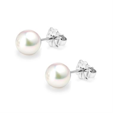 18ct White Gold Akoya AAA Grade Pearl Stud Earrings 7.0mm thumbnail