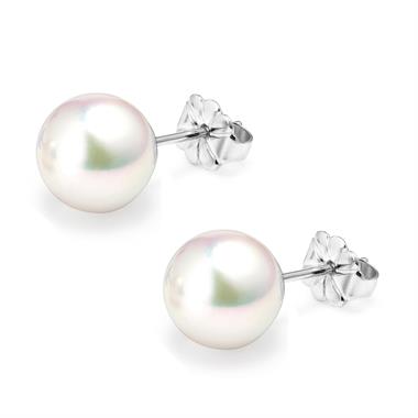 18ct White Gold Akoya AAA Grade Pearl Stud Earrings 8.5mm thumbnail