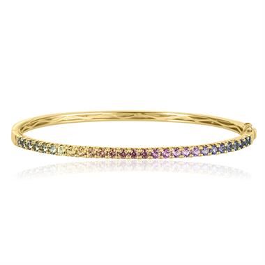 Samba 18ct Yellow Gold Rainbow Sapphire Bangle thumbnail