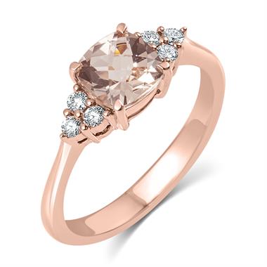 18ct Rose Gold Cushion Cut Morganite and Diamond Dress Ring thumbnail