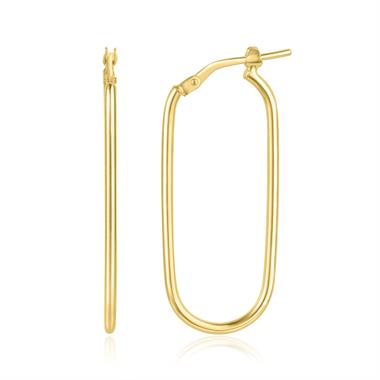 18ct Yellow Gold Oval Hoop Earrings 35mm thumbnail