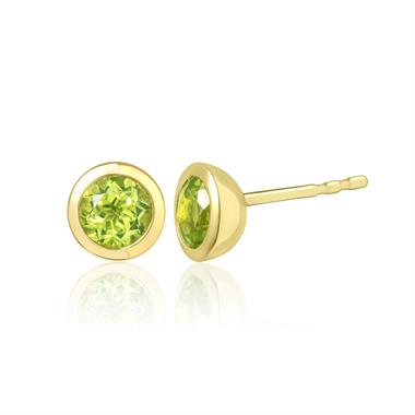 18ct Yellow Gold Peridot Rubover Stud Earrings thumbnail