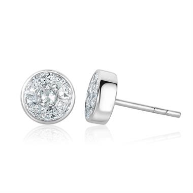 18ct White Gold Illusion Detail Diamond Stud Earrings 0.90ct thumbnail