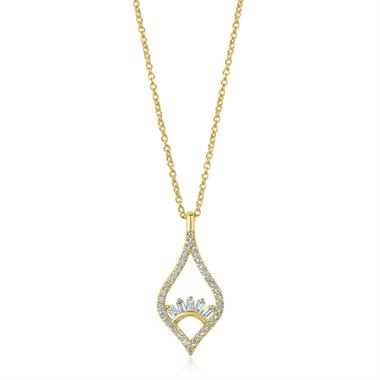 18ct Yellow Gold Kite Shape Baguette Cut Diamond Necklace 0.24ct thumbnail