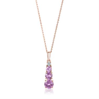 Bonbon 18ct Rose Gold Pink Sapphire and Diamond Pendant thumbnail