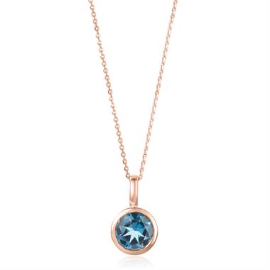 18ct Rose Gold London Blue Topaz Rubover Pendant thumbnail