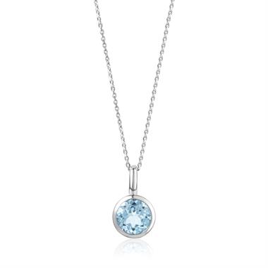 18ct White Gold Blue Topaz Rubover Pendant thumbnail