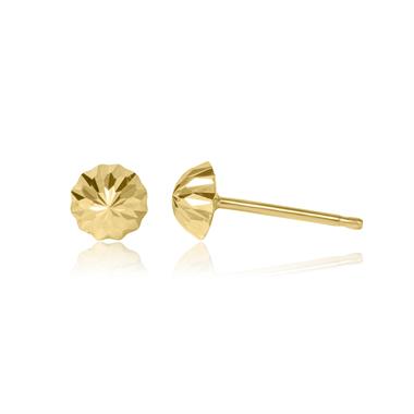 18ct Yellow Gold Diamond-Cut Dome Stud Earrings 5mm thumbnail