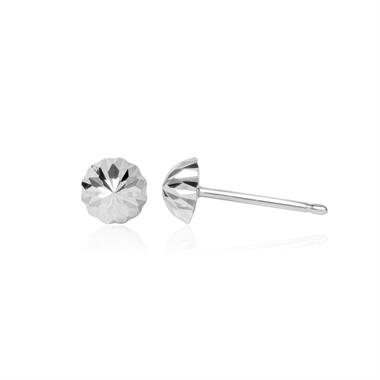 18ct White Gold Diamond-Cut Dome Stud Earrings 5mm thumbnail