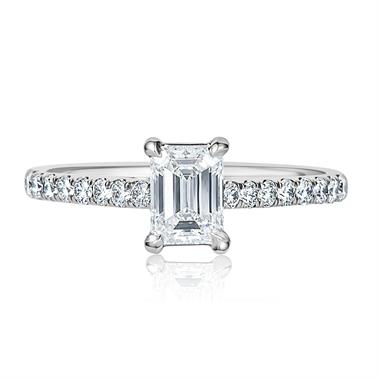 Platinum Emerald Cut Diamond Solitaire Engagement Ring 0.70ct thumbnail