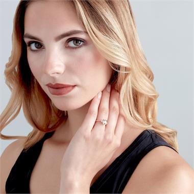 18ct Rose Gold Emerald Cut Morganite and Diamond Dress Ring thumbnail