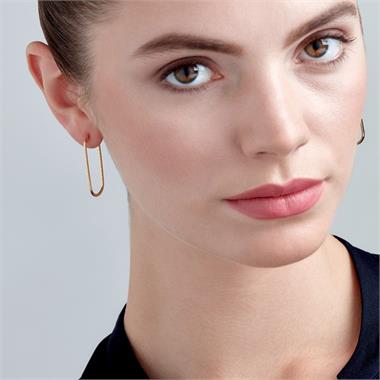18ct Yellow Gold Oval Hoop Earrings 35mm thumbnail