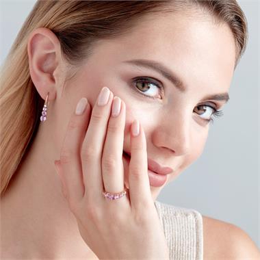 Bonbon 18ct Rose Gold Pink Sapphire and Diamond Drop Earrings thumbnail