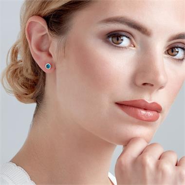 18ct Rose Gold London Blue Topaz Rubover Stud Earrings thumbnail