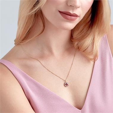 18ct Yellow Gold Vintage Design Ruby and Diamond Pendant thumbnail