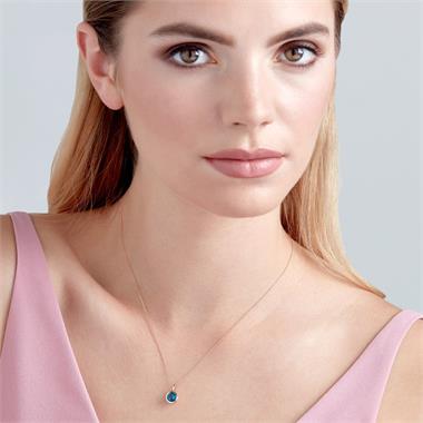 18ct Rose Gold London Blue Topaz Rubover Pendant thumbnail