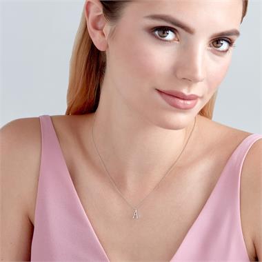 18ct White Gold Diamond Initial Necklace H thumbnail