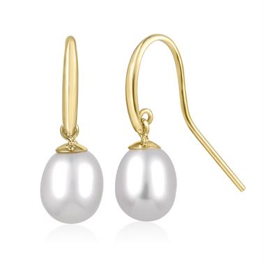 18ct Yellow Gold Freshwater Pearl Drop Earrings thumbnail