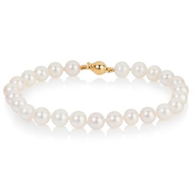 18ct Yellow Gold Freshwater Pearl Bracelet 6.5-7.0mm | 19cm thumbnail
