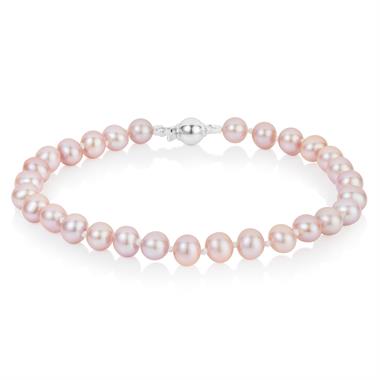 18ct White Gold Pink Freshwater Pearl Bracelet 5.5-6.0mm | 19cm thumbnail