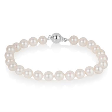 18ct White Gold Akoya Pearl Bracelet 6.5-7.0mm | 19cm thumbnail