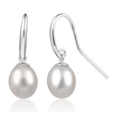 18ct White Gold Freshwater Pearl Drop Earrings thumbnail