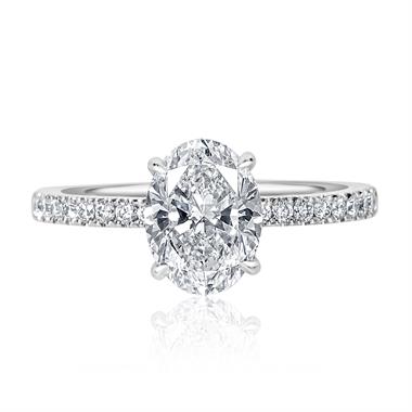 Platinum Oval Cut Diamond Solitaire Engagement Ring 1.79ct thumbnail