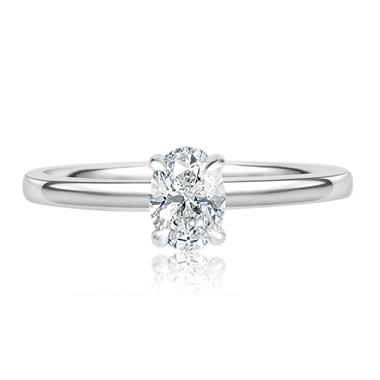 Platinum Oval Cut Diamond Solitaire Engagement Ring 0.50ct thumbnail
