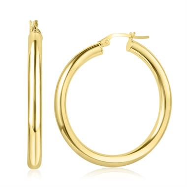 18ct Yellow Gold Hoop Earrings 31mm thumbnail