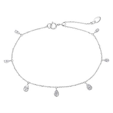 18ct White Gold Diamond Station Bracelet 0.30ct thumbnail