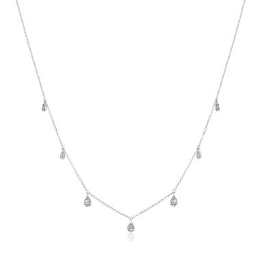 18ct White Gold Diamond Station Necklace 0.30ct thumbnail