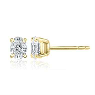 18ct Yellow Gold Solitaire Oval Cut Diamond Earrings 0.80ct thumbnail