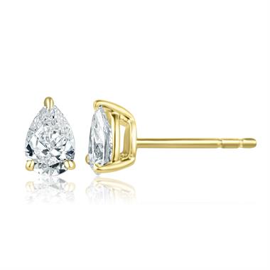 18ct Yellow Gold Pear Cut Diamond Solitaire Earrings 0.80ct thumbnail