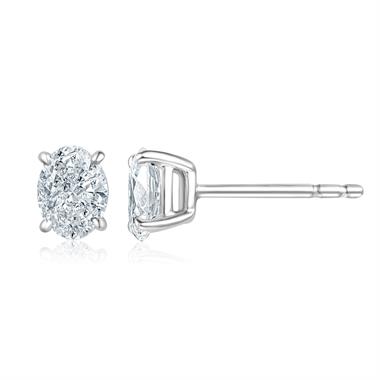 18ct White Gold Oval Cut Diamond Solitaire Earrings 1.00ct thumbnail