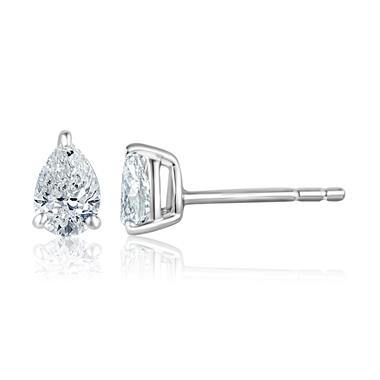 18ct White Gold Pear Cut Diamond Solitaire Earrings 0.60ct thumbnail