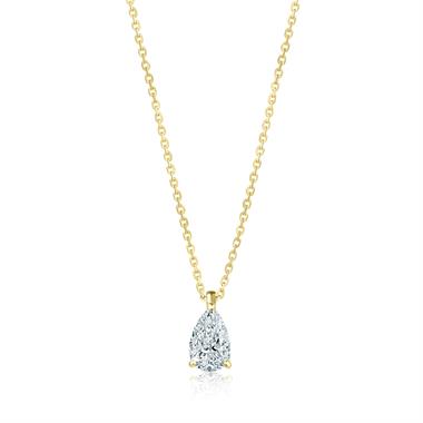18ct Yellow Gold Pear Diamond Solitaire Necklace 0.50ct thumbnail